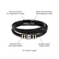 Stainless Steel Handmade Braided Men's Black Vegan Leather Bracelet | Love You Forever