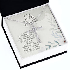 CZ Cross Necklace For Daughter
