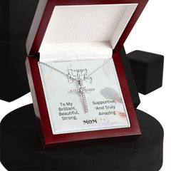 CZ Cross Necklace For Mom