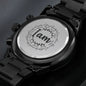Inspiration Engraved Design Black Chronograph Watch-I am bible verse