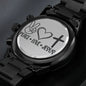 Inspiration Engraved Design Black Chronograph Watch-peace, love, Jesus