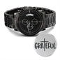 Inspiration Engraved Design Black Chronograph Watch-grateful