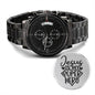 Inspiration Engraved Design Black Chronograph Watch-Jesus is my Superhero