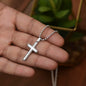 Stainless Steel Cross Necklace with Ball & MC for Him for Valentine's Day