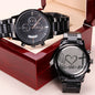 Inspiration Engraved Design Black Chronograph Watch-peace, love, Jesus