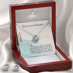 Love Knot Earrings & Necklace Set For Daughter