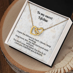 Interlocking Stainless Steel Rose Gold finish Hearts Necklace