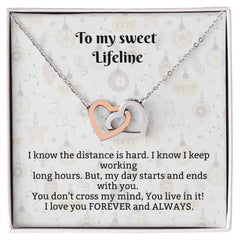 Interlocking Stainless Steel Rose Gold finish Hearts Necklace