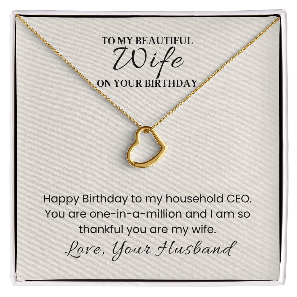 Delicate Heart Sterling Silver Necklace for Wife Birthday