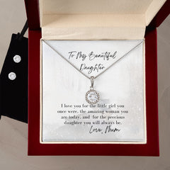 Eternal Hope Necklace + Clear CZ Earrings For Daughter