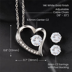 Forever Love Necklace + Clear CZ Earrings For Mom