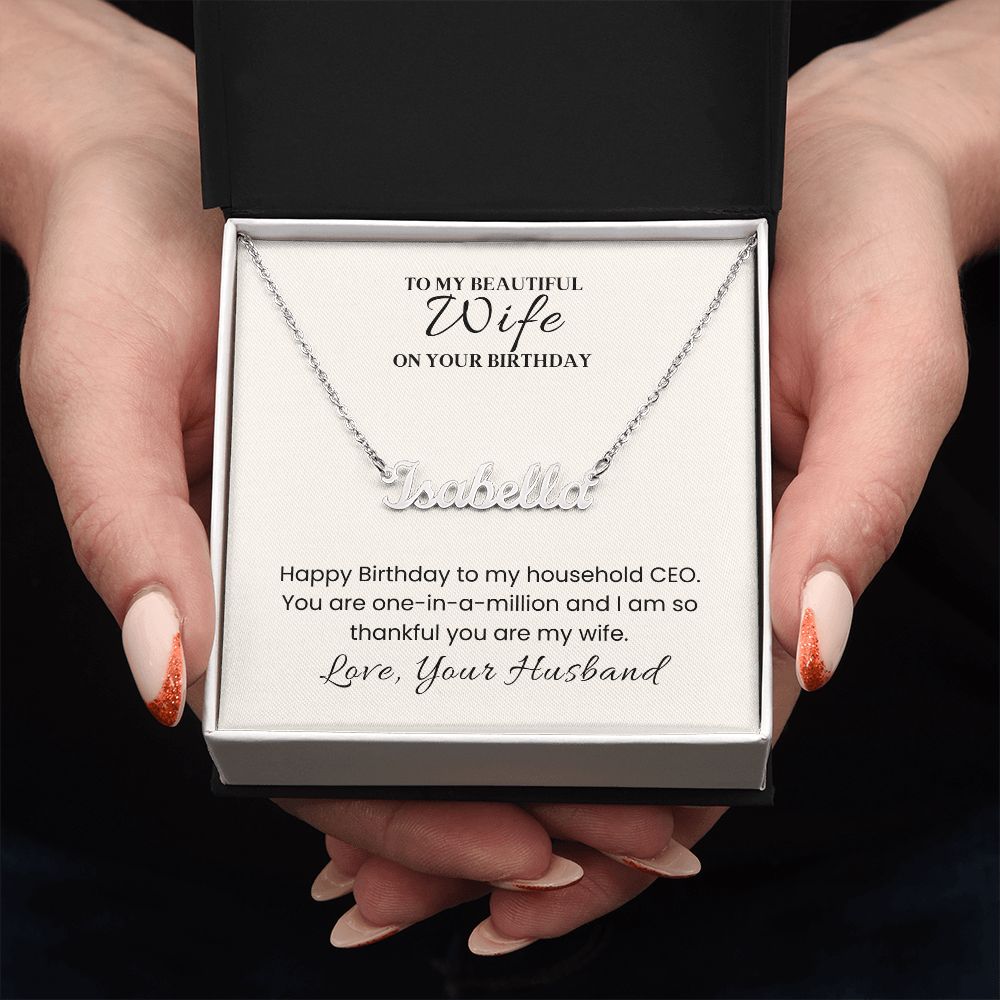 Custom Name Necklace with Message Card For Birthday