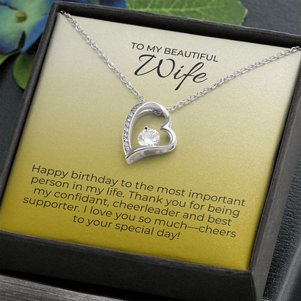 Forever Love Necklace with on Demand Message Card for Wife